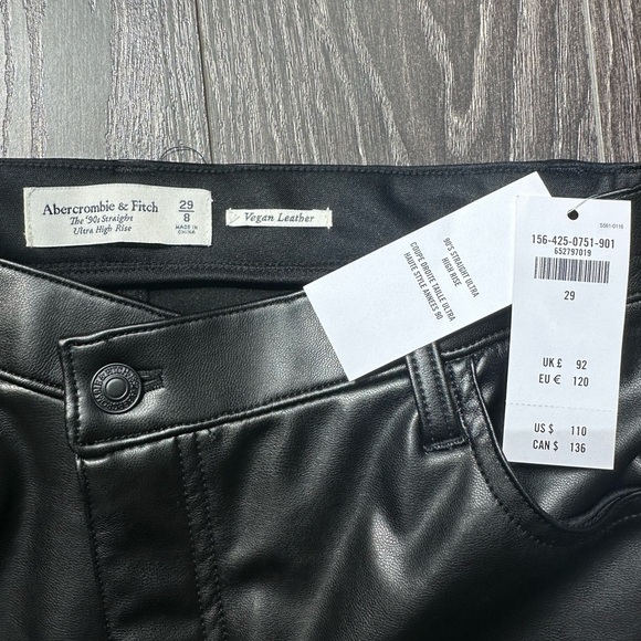 Abercrombie and Fitch Vegan Leather 90s Straight Leg Pant - Picture 4 of 5